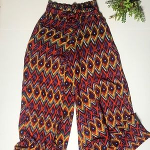 Belted Boho Wide Leg Pants